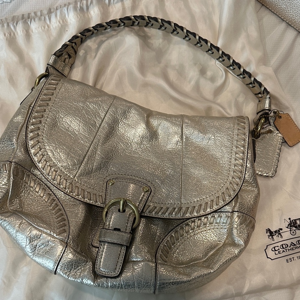 Coach Metallic warm golden silver Shoulder Bag - Picture 7 of 11
